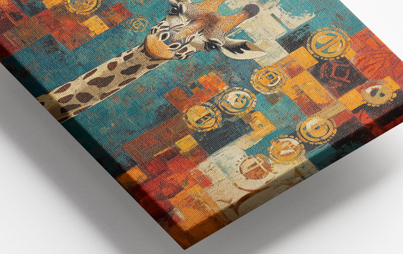Close-up of Giraffe Gold Pattern African American canvas print detail