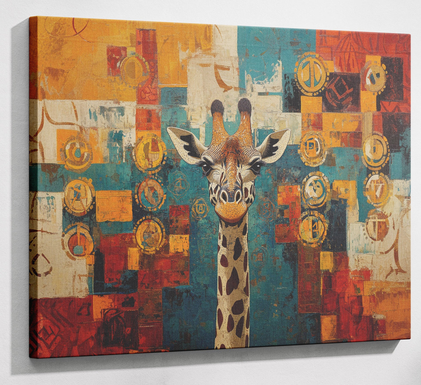 Giraffe Gold Pattern African American canvas print canvas print with visible wall art format