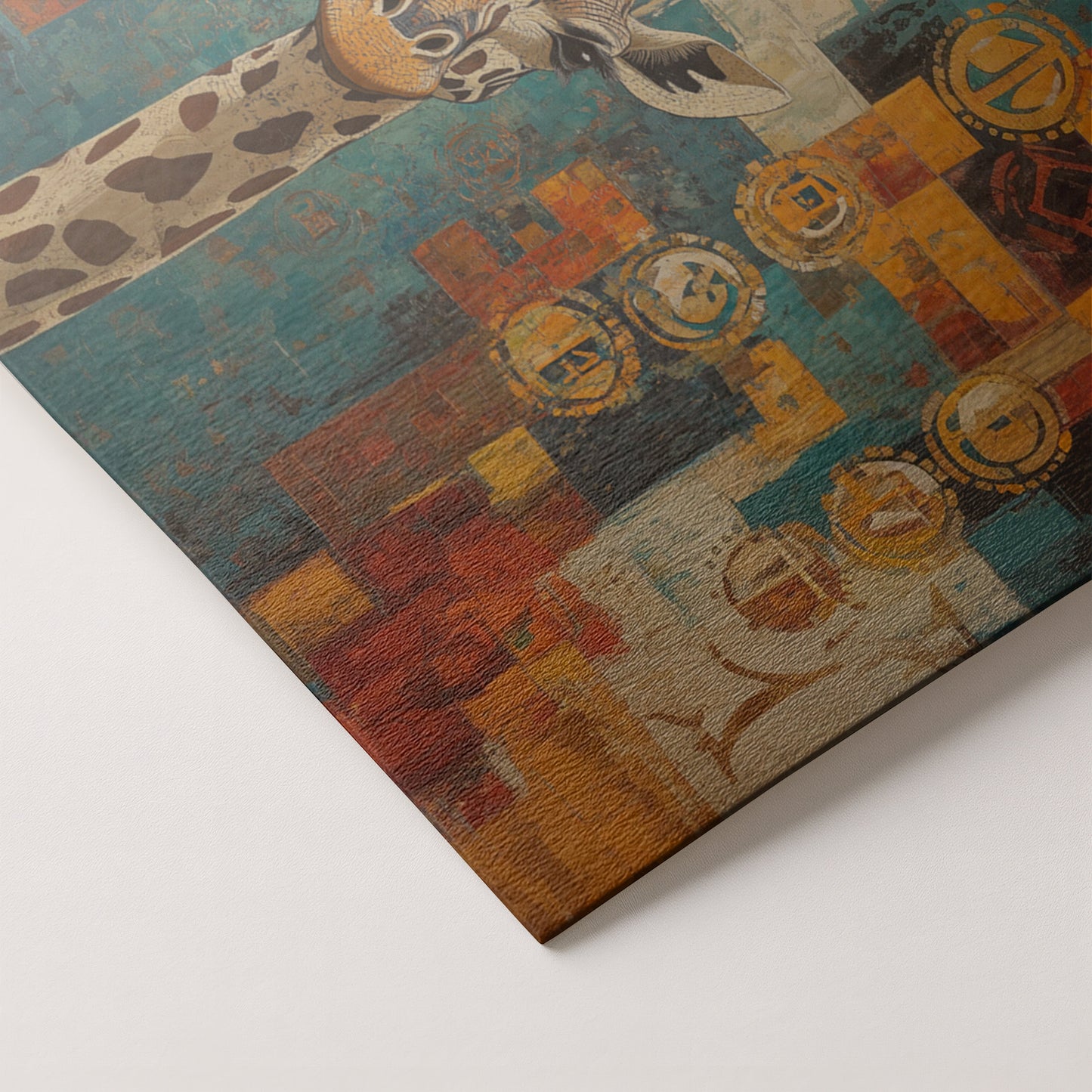 Giraffe Gold Pattern African American canvas print artwork by MoomZee Artwork