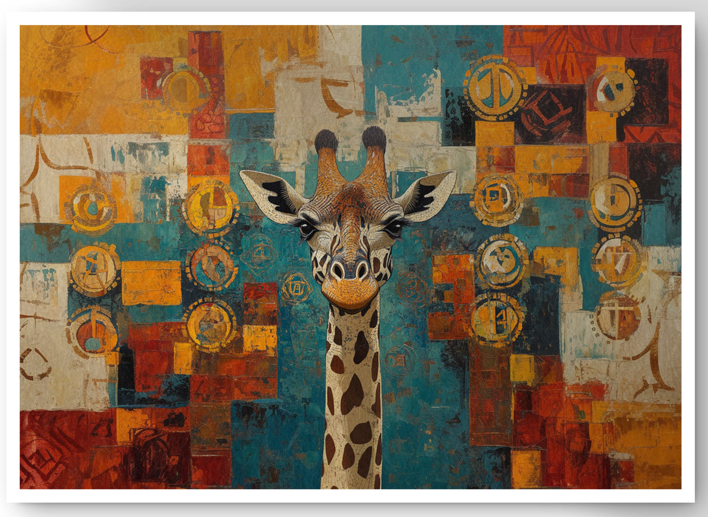 Giraffe Gold Pattern African American canvas print by MoomZee Artwork