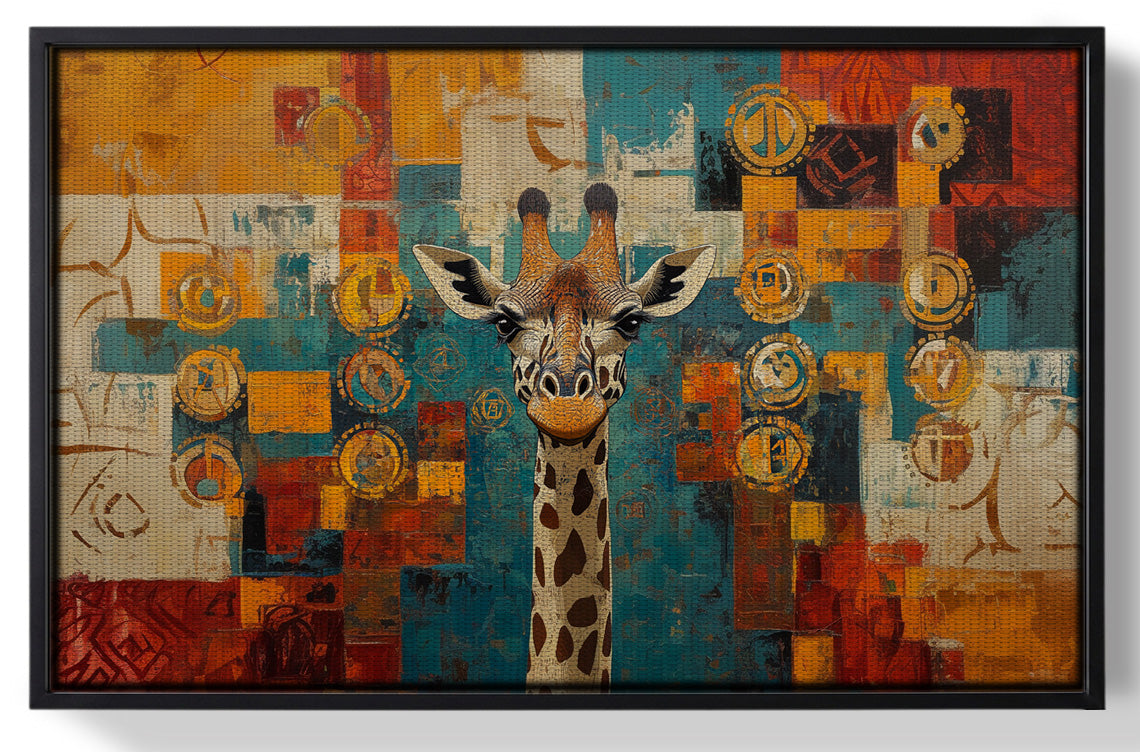Framed Giraffe Gold Pattern African American canvas print for home decor