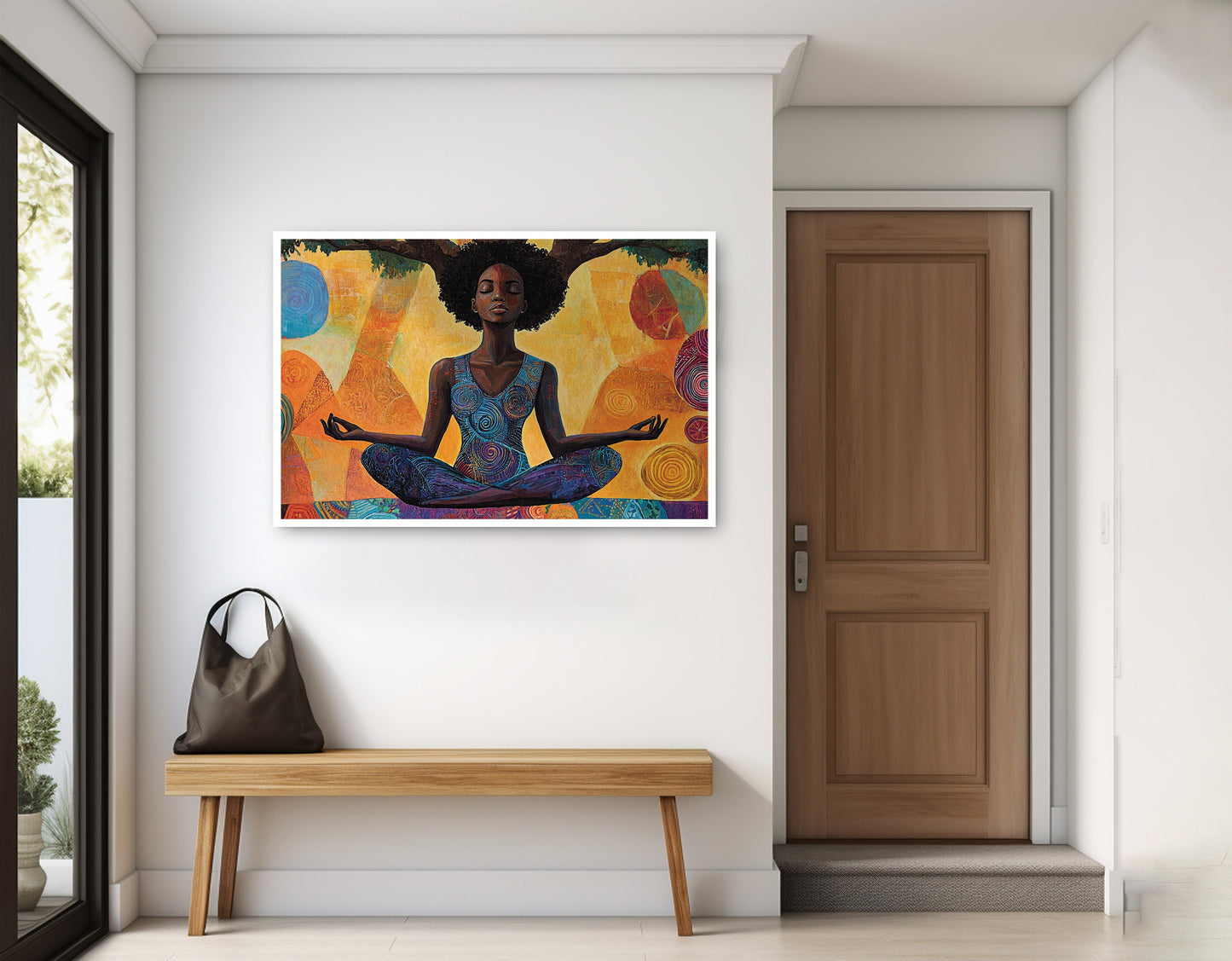 Black Woman Yoga Meditation African American wall art home decor view
