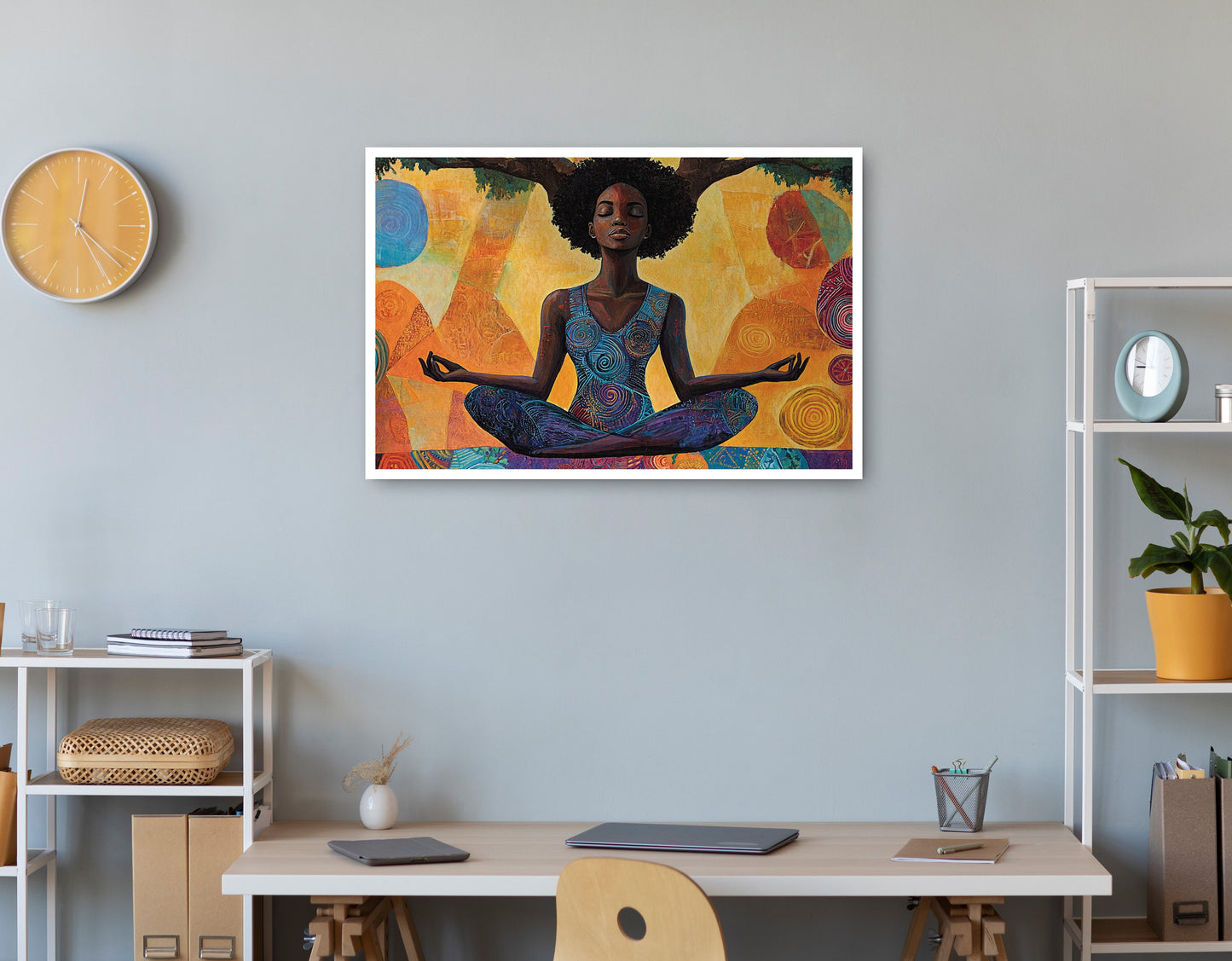 Black Woman Yoga Meditation African American wall art print view