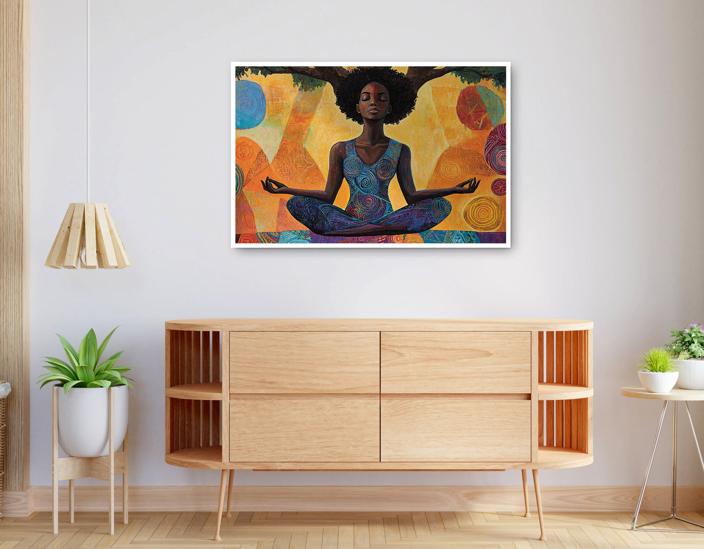 Alternate view of Black Woman Yoga Meditation African American wall art canvas print
