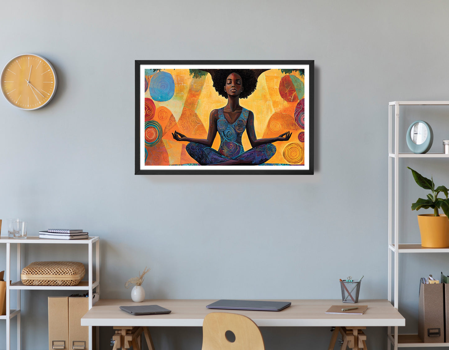Black Woman Yoga Meditation African American wall art view 72
