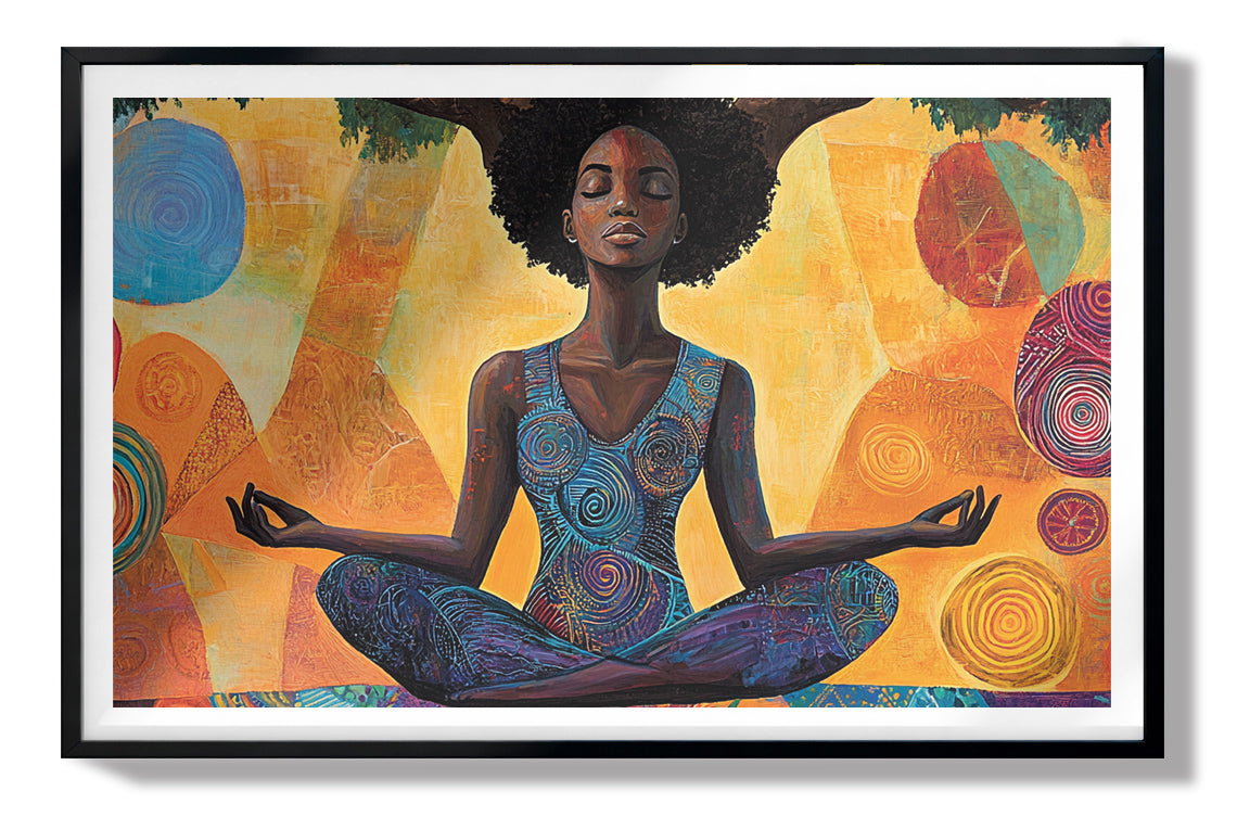 Black Woman Yoga Meditation African American wall art view 67