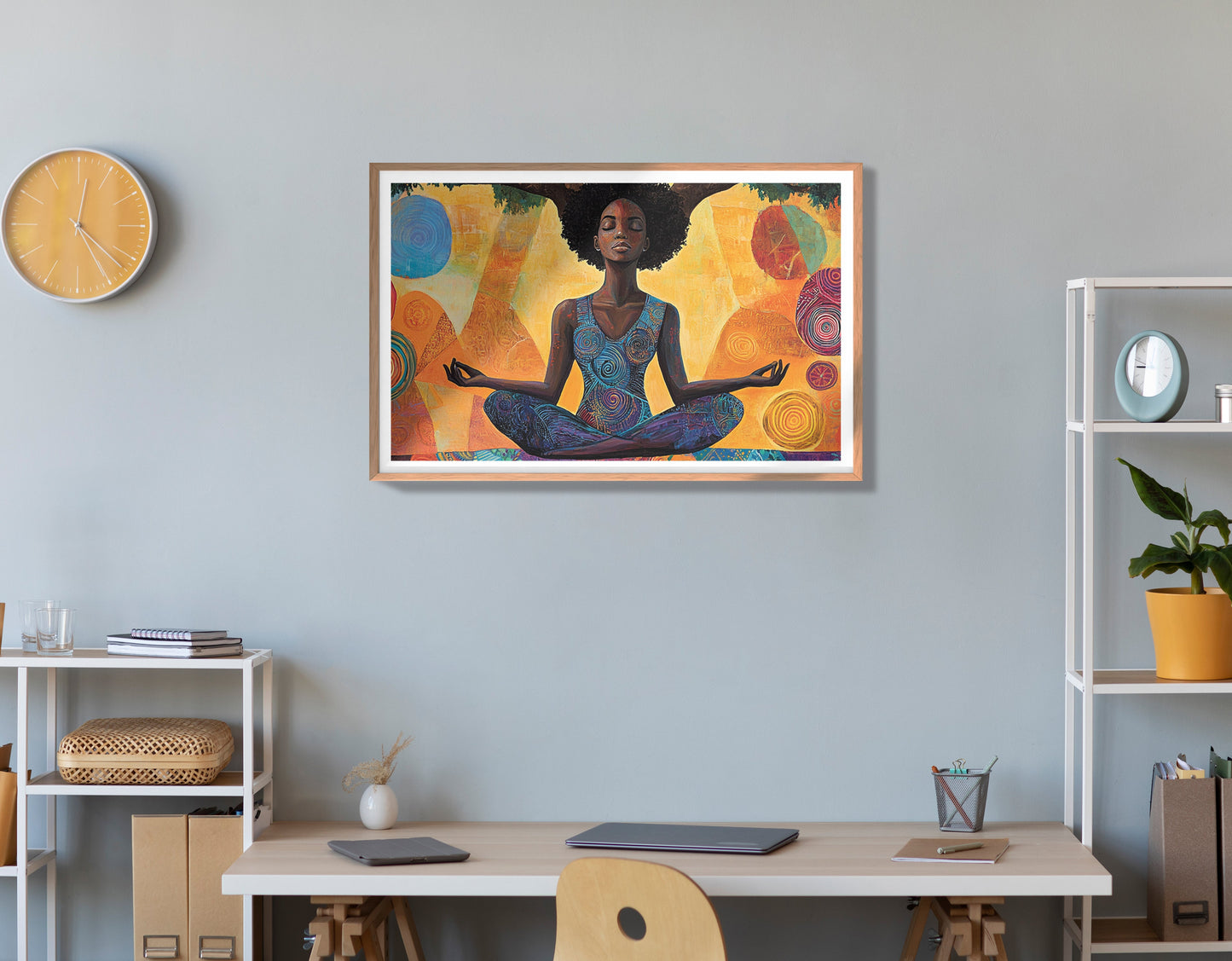 Black Woman Yoga Meditation African American wall art view 84