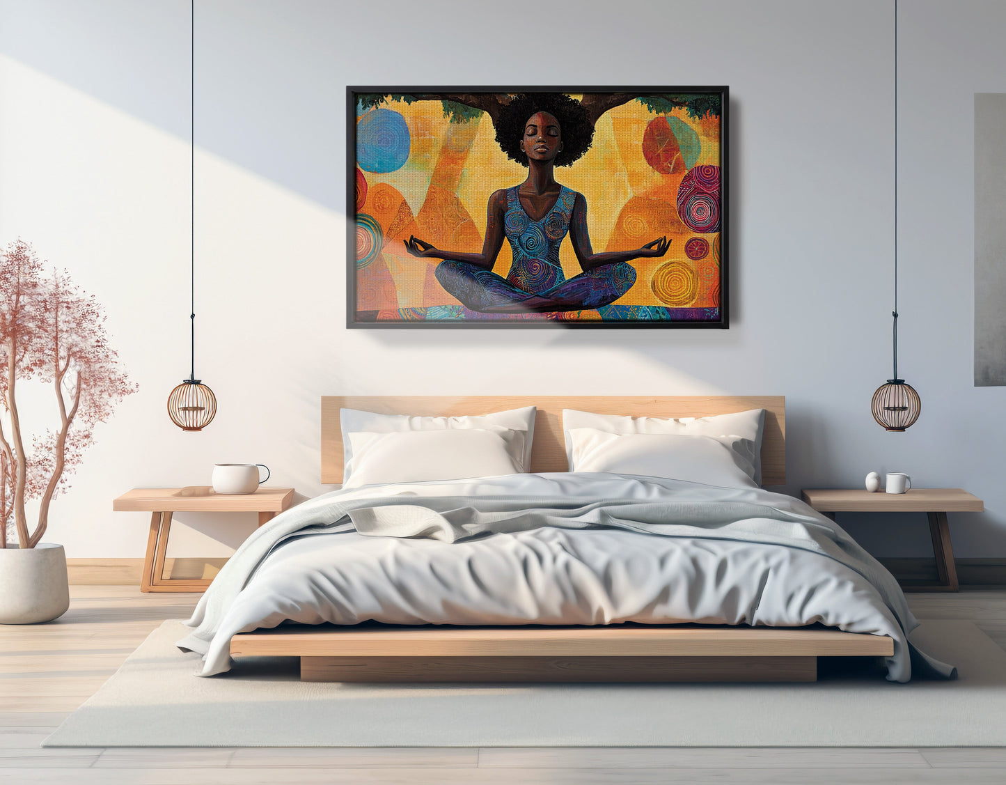 Black Woman Yoga Meditation African American wall art view 27