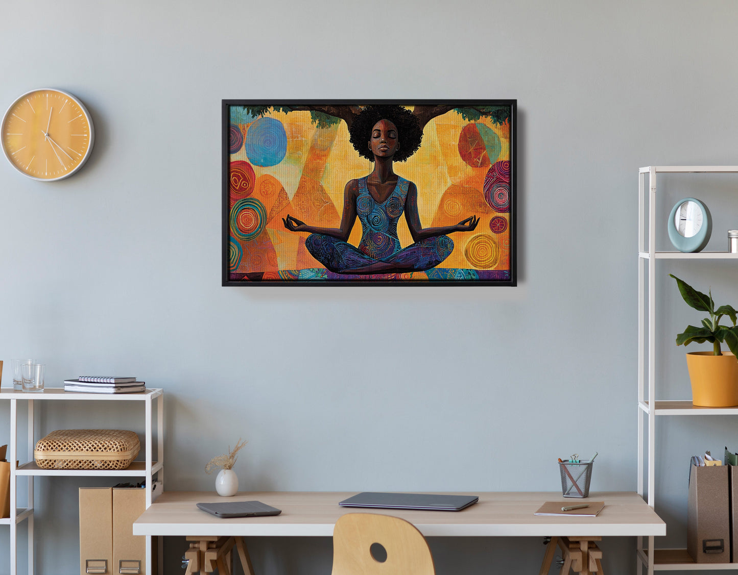 Black Woman Yoga Meditation African American wall art view 30