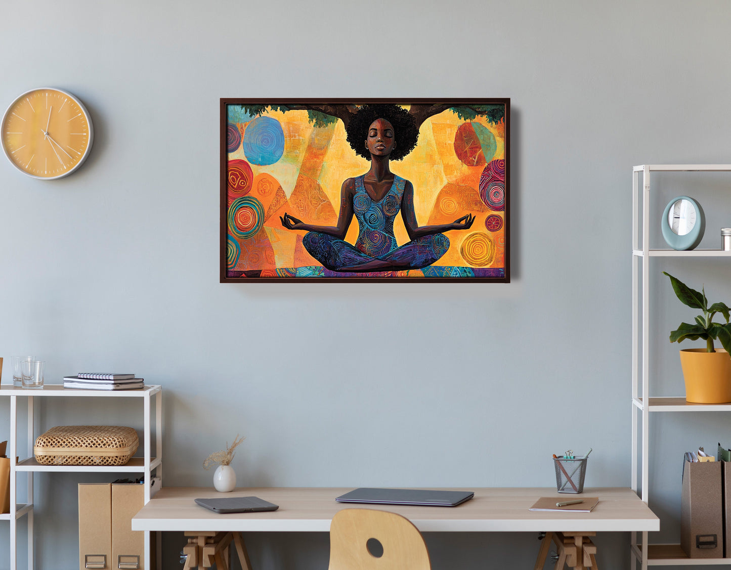 Black Woman Yoga Meditation African American wall art view 36
