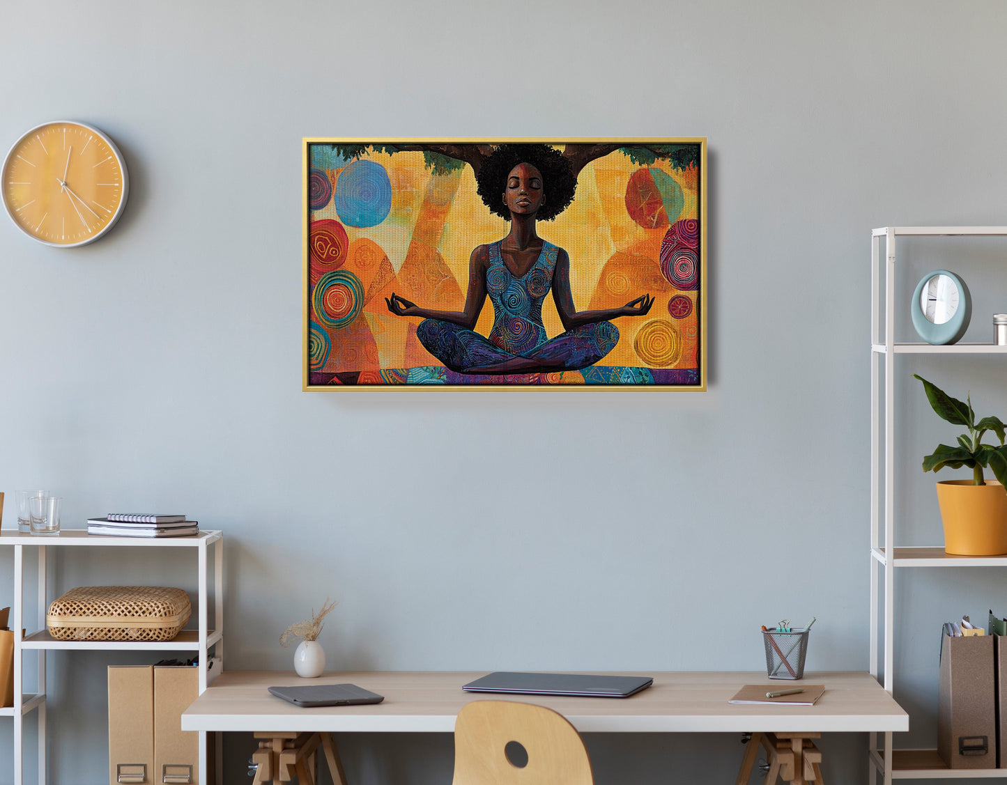 Black Woman Yoga Meditation African American wall art view 42