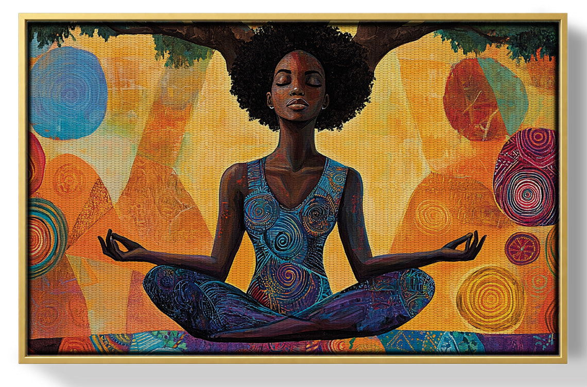 Black Woman Yoga Meditation African American wall art view 37