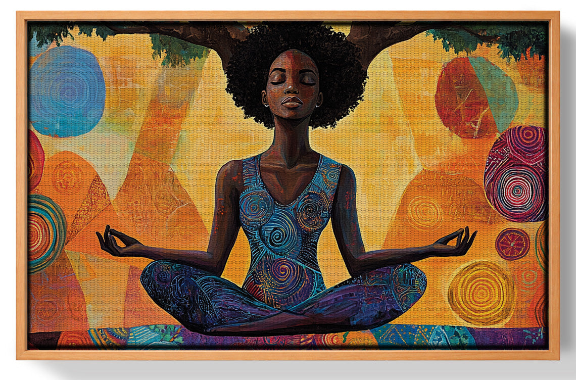 Black Woman Yoga Meditation African American wall art view 43