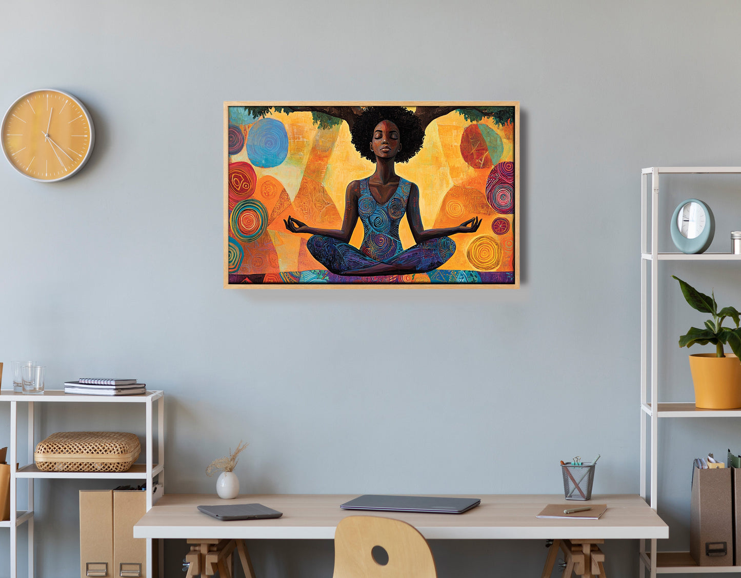 Black Woman Yoga Meditation African American wall art view 54