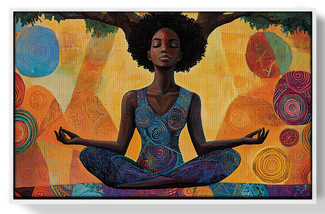 Black Woman Yoga Meditation African American wall art view 61