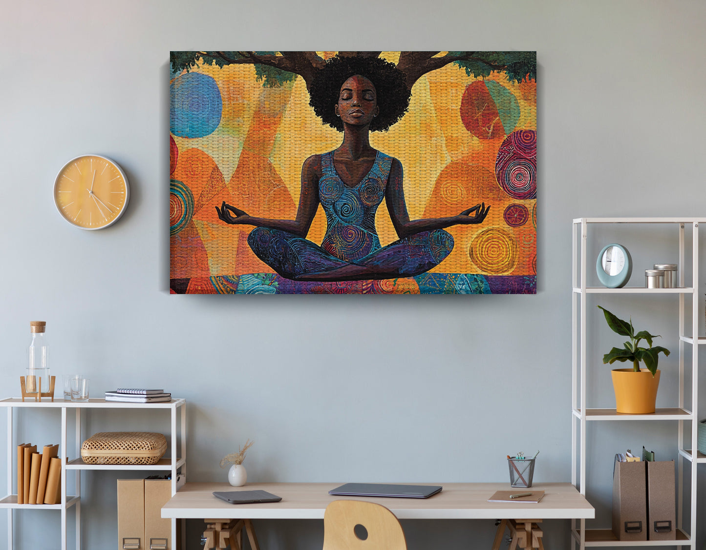 Black Woman Yoga Meditation African American wall art view 18
