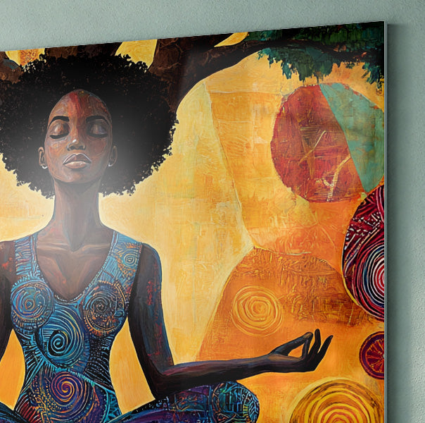 Black Woman Yoga Meditation African American wall art view 22