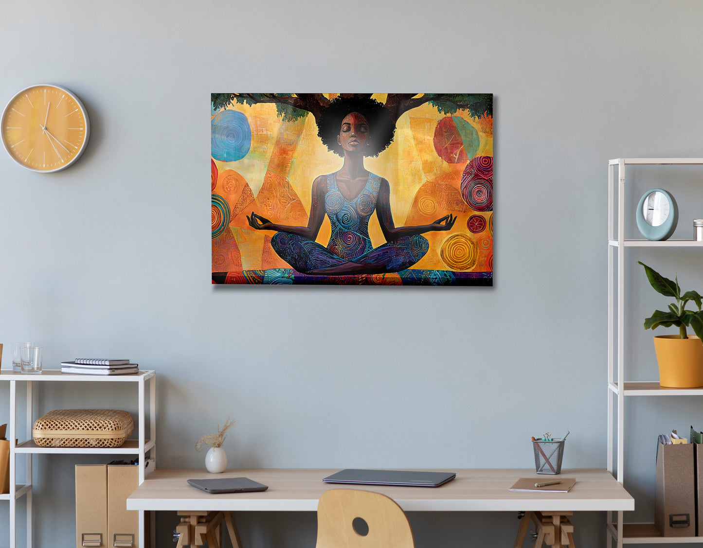 Black Woman Yoga Meditation African American wall art view 24