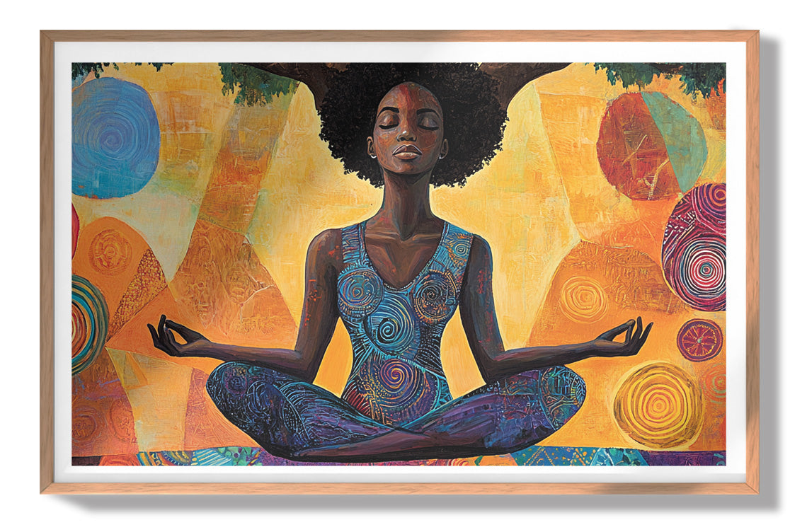 Black Woman Yoga Meditation African American wall art view 79