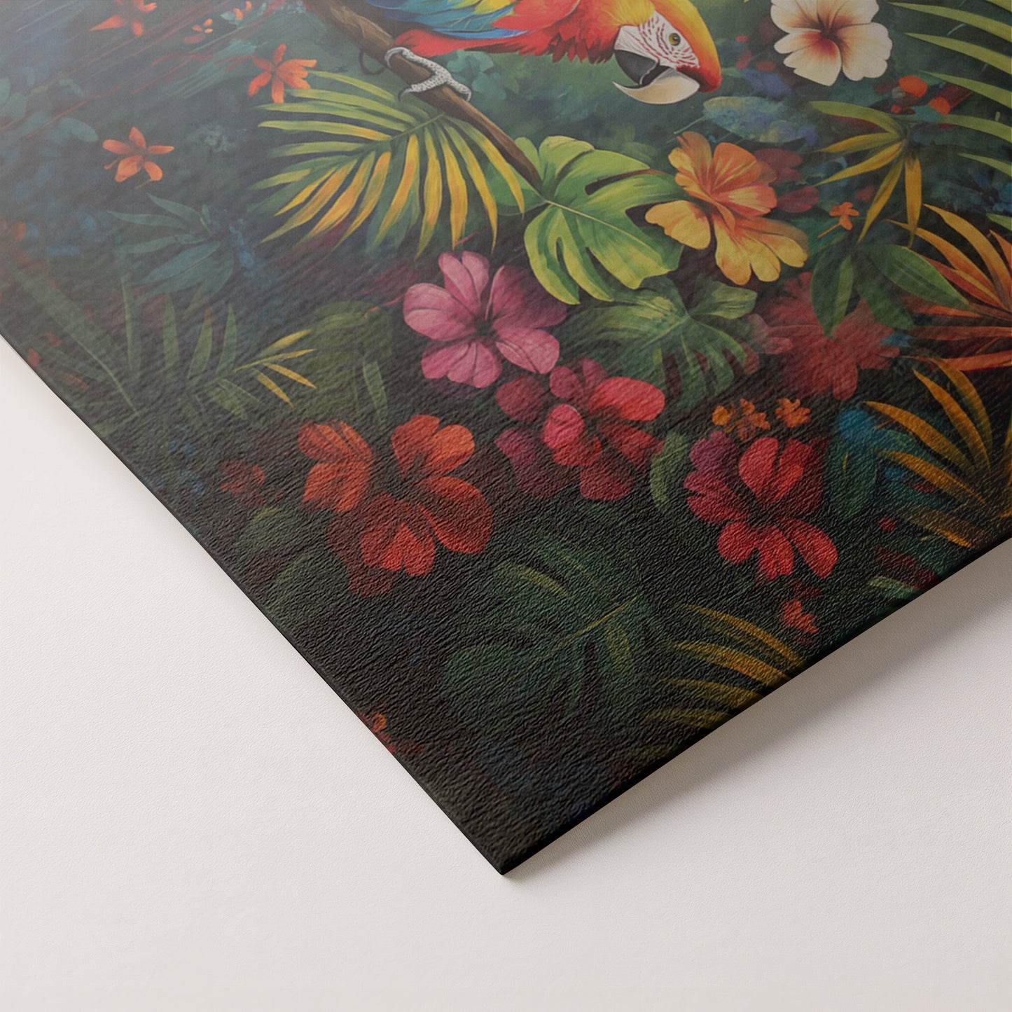 Tropical Parrot Floral Black Caribbean wall art artwork by MoomZee Artwork