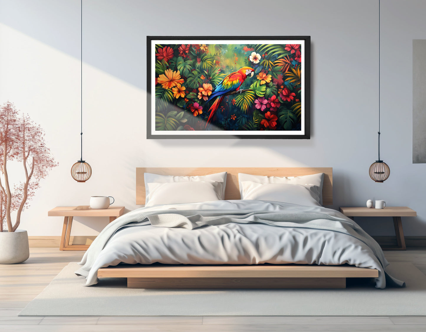 Tropical Parrot Floral Black Caribbean wall art view 69