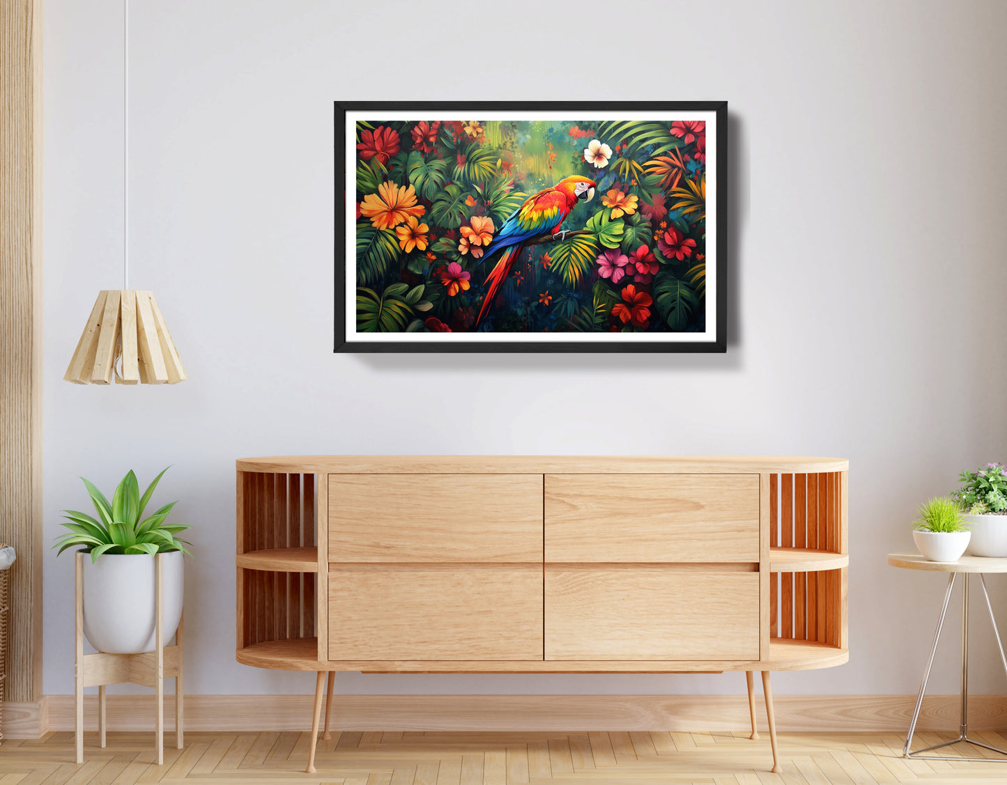 Tropical Parrot Floral Black Caribbean wall art view 68