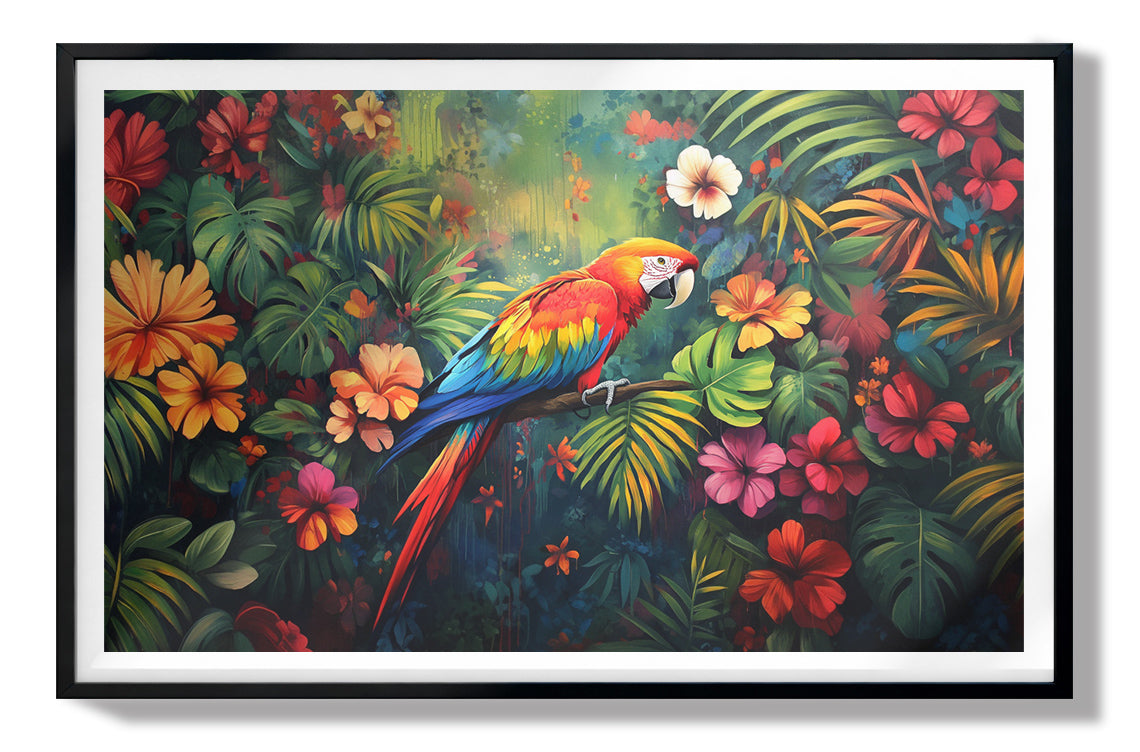 Tropical Parrot Floral Black Caribbean wall art view 67