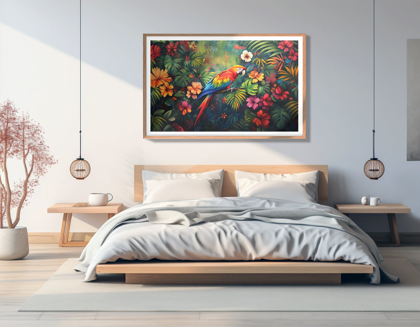 Tropical Parrot Floral Black Caribbean wall art view 81