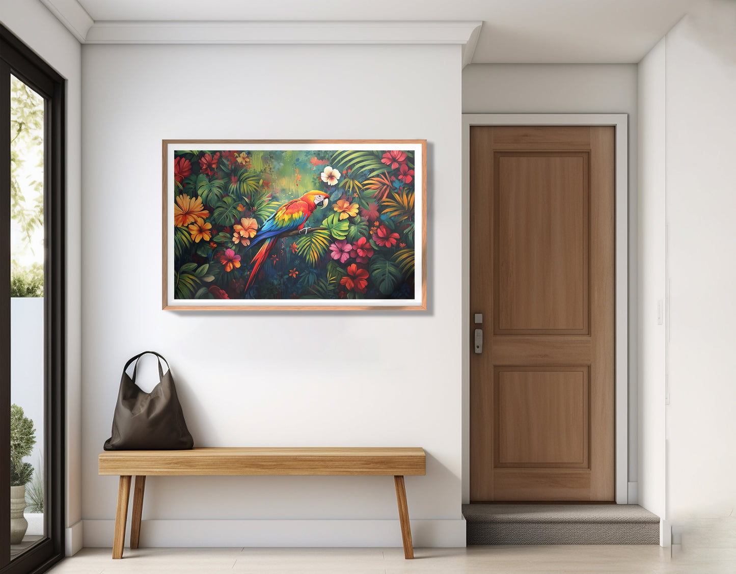 Tropical Parrot Floral Black Caribbean wall art view 83
