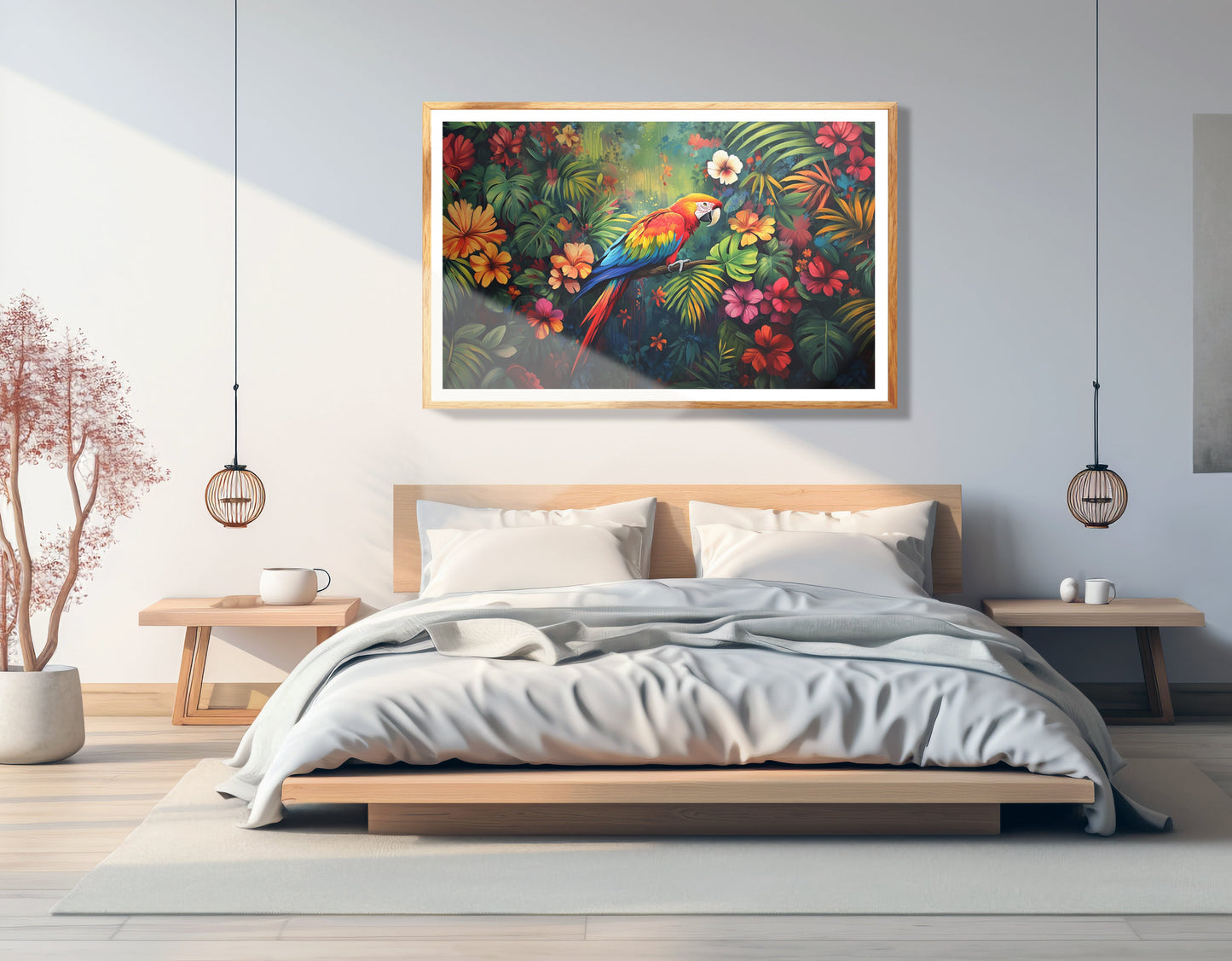 Tropical Parrot Floral Black Caribbean wall art view 75