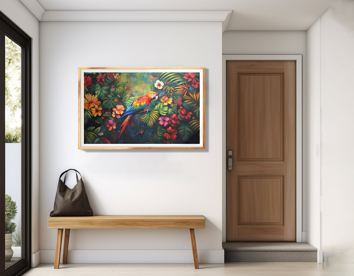 Tropical Parrot Floral Black Caribbean wall art view 77