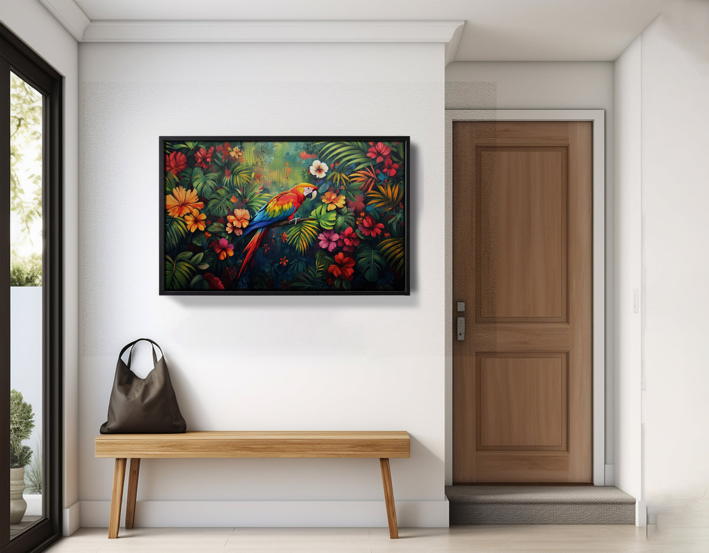 Tropical Parrot Floral Black Caribbean wall art view 29