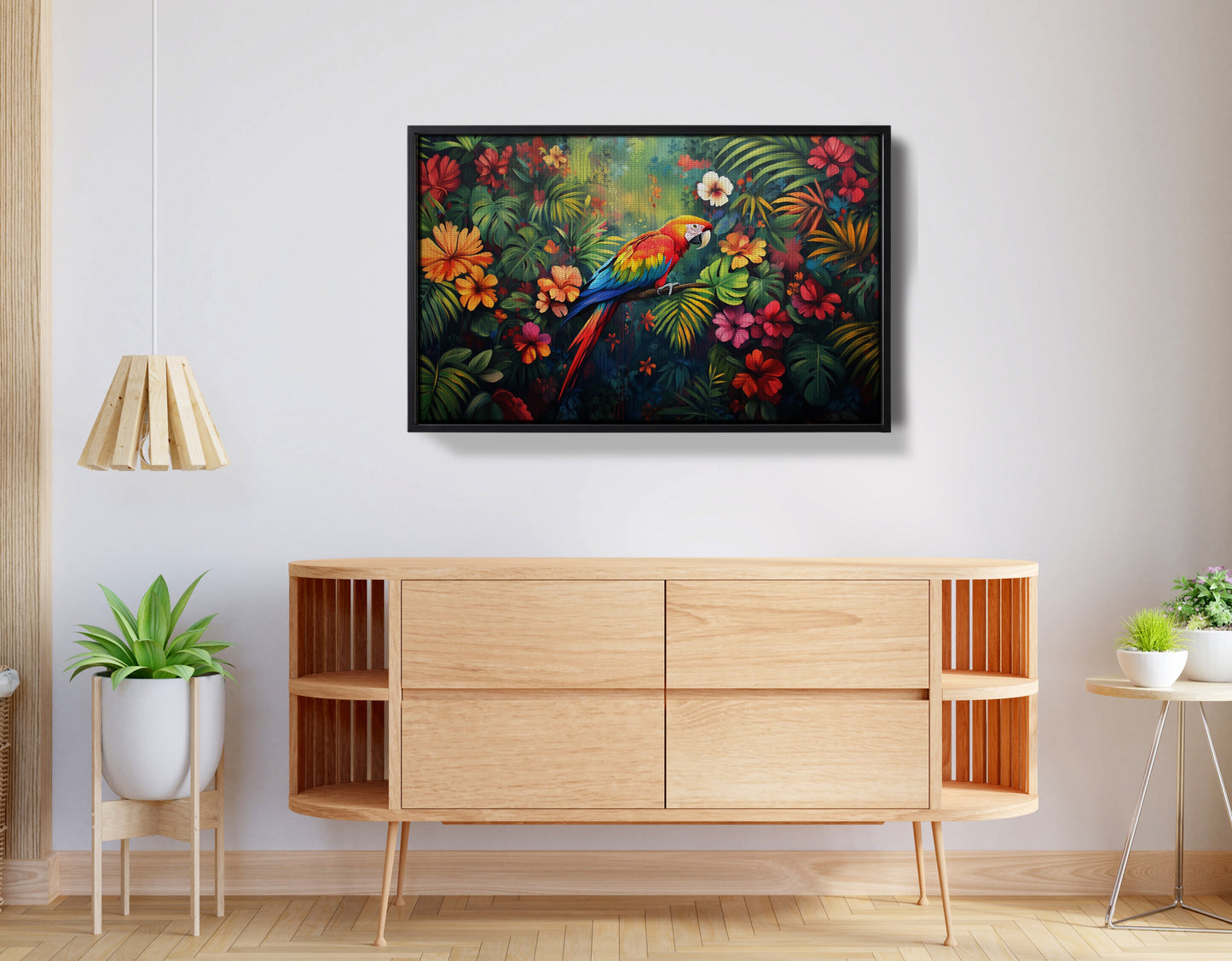 Tropical Parrot Floral Black Caribbean wall art view 26