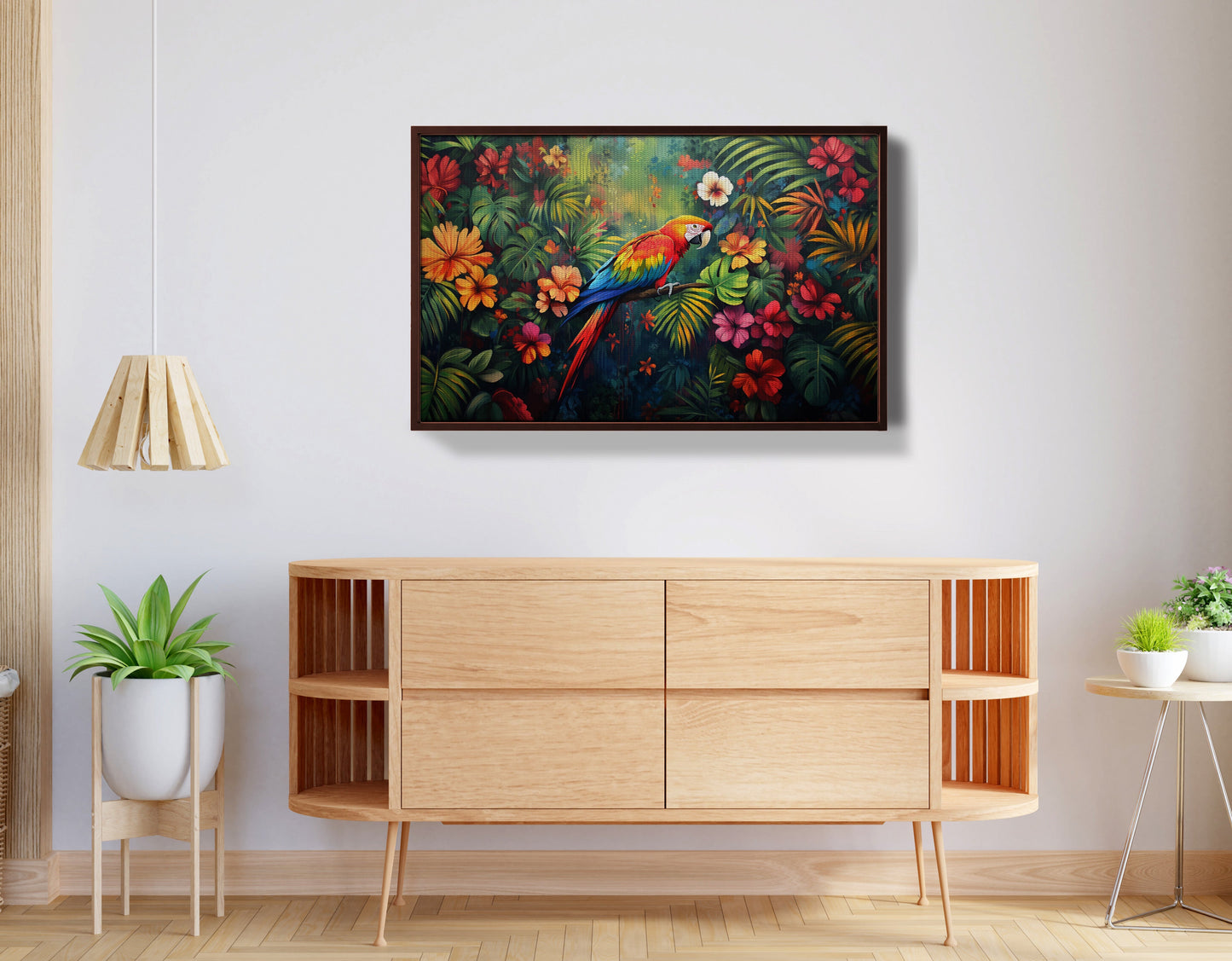 Tropical Parrot Floral Black Caribbean wall art view 32