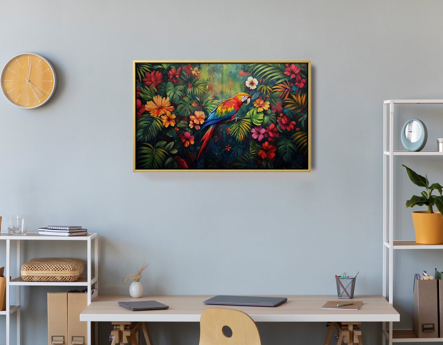 Tropical Parrot Floral Black Caribbean wall art view 42