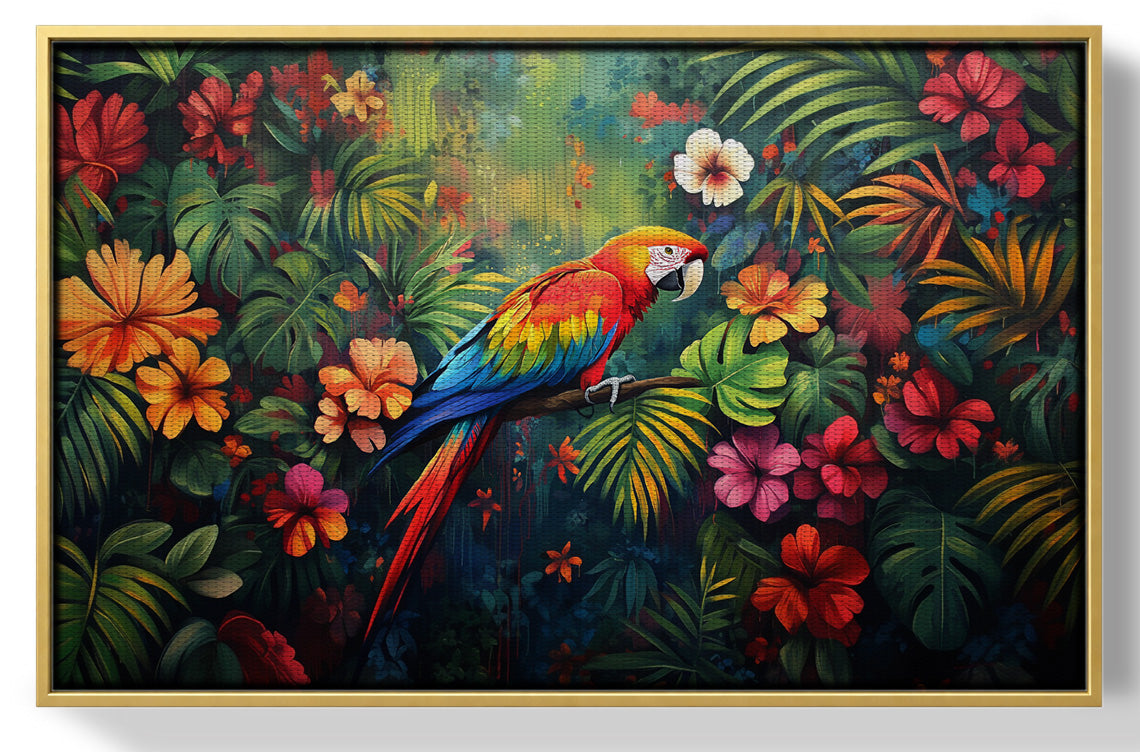 Tropical Parrot Floral Black Caribbean wall art view 37