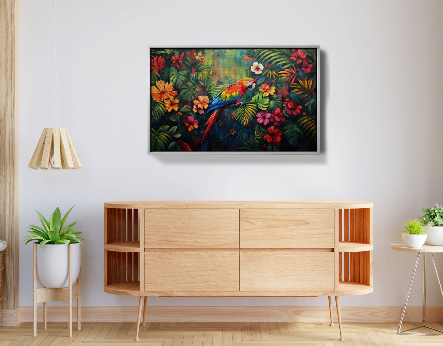 Tropical Parrot Floral Black Caribbean wall art view 56