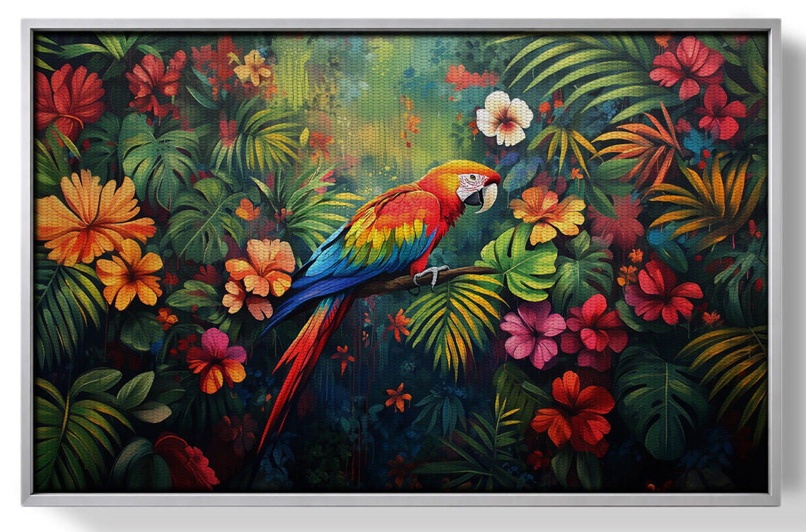 Tropical Parrot Floral Black Caribbean wall art view 55