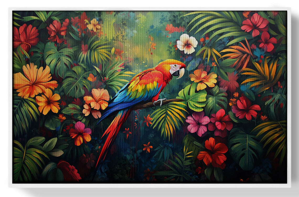 Tropical Parrot Floral Black Caribbean wall art view 61