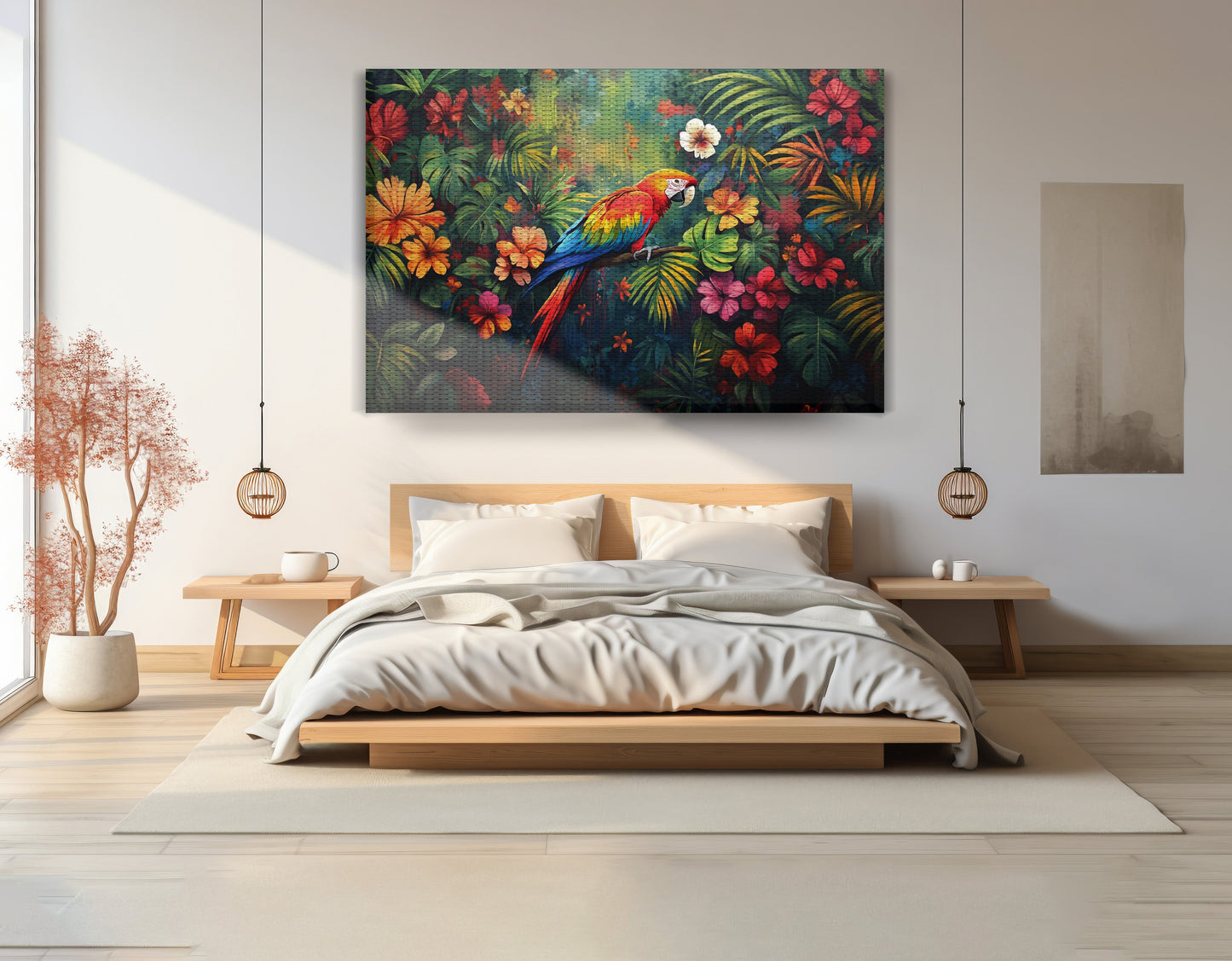 Tropical Parrot Floral Black Caribbean wall art view 15