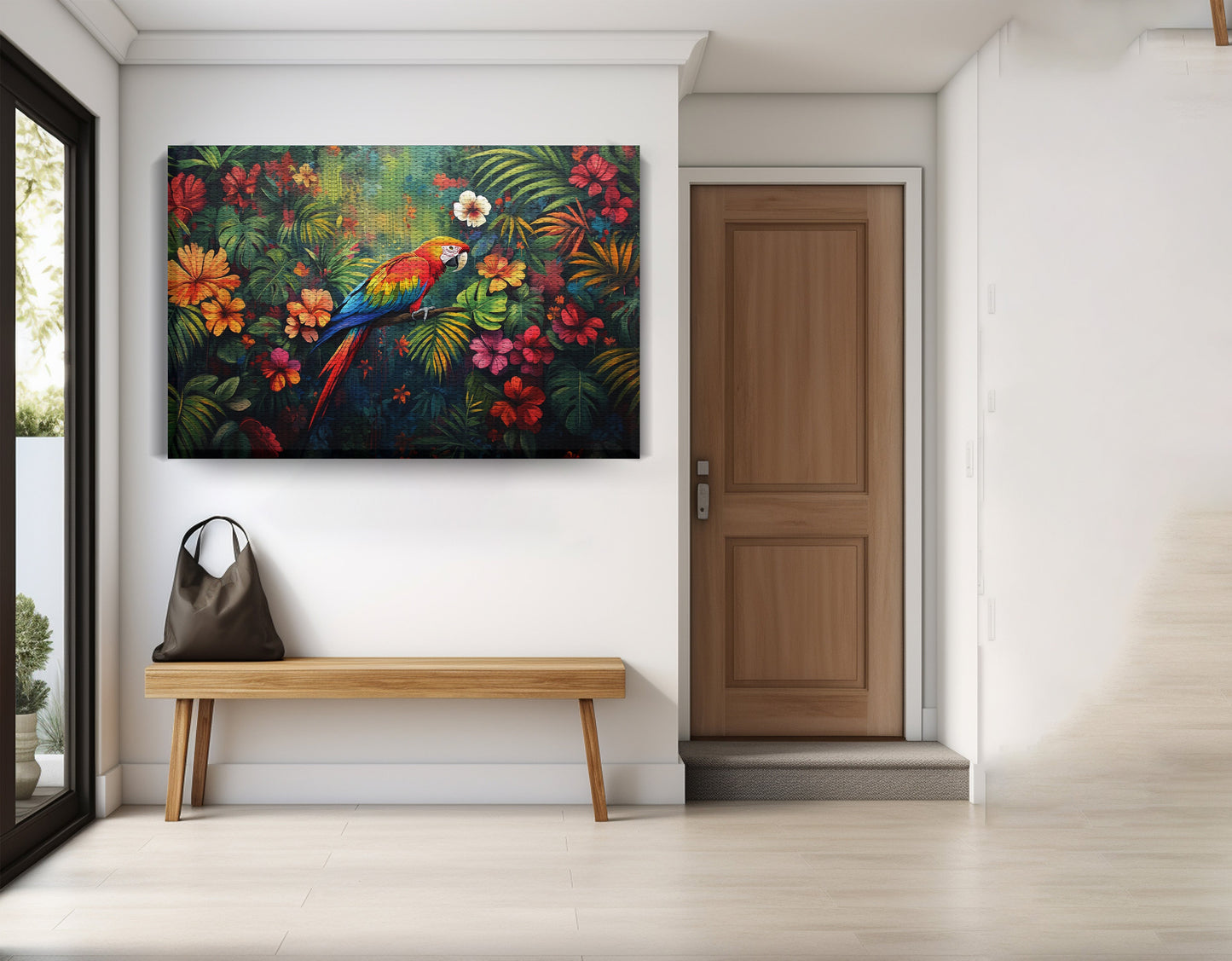 Tropical Parrot Floral Black Caribbean wall art view 17