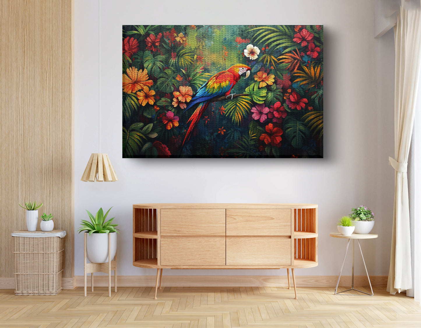 Tropical Parrot Floral Black Caribbean wall art view 14