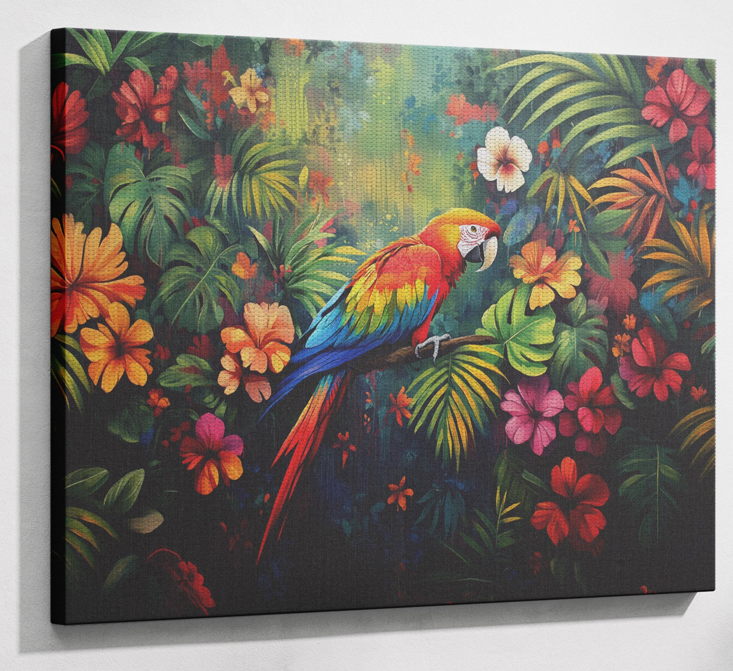 Tropical Parrot Floral Black Caribbean wall art view 13