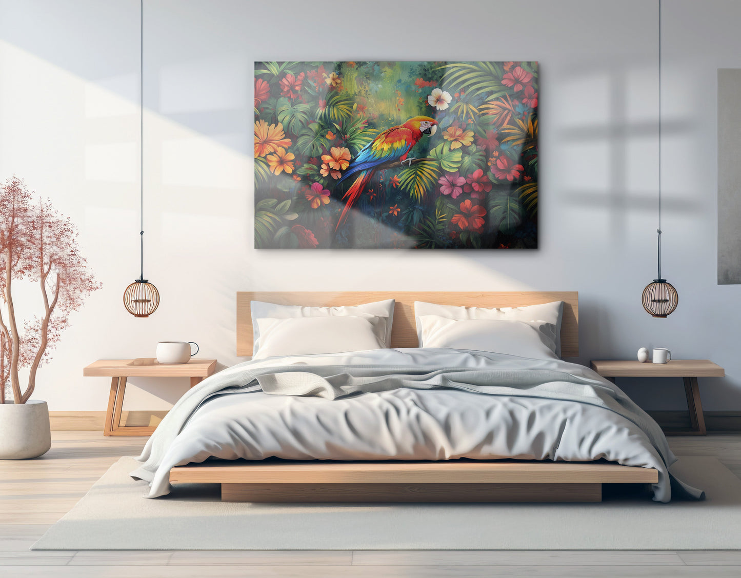 Tropical Parrot Floral Black Caribbean wall art view 21