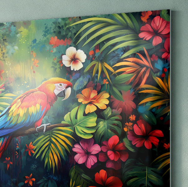 Tropical Parrot Floral Black Caribbean wall art view 22
