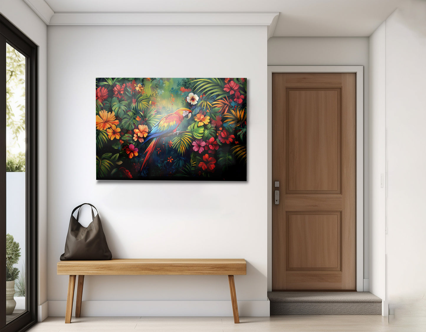 Tropical Parrot Floral Black Caribbean wall art view 23