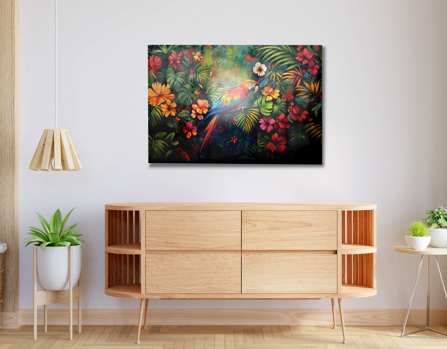 Tropical Parrot Floral Black Caribbean wall art view 20