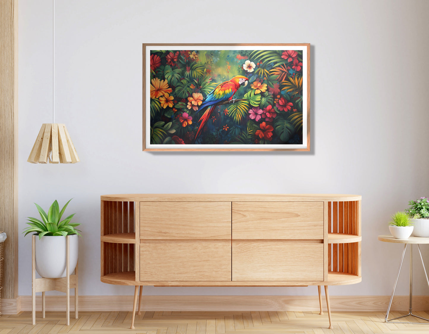 Tropical Parrot Floral Black Caribbean wall art view 80