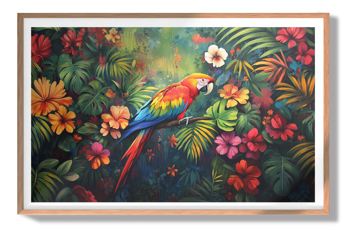 Tropical Parrot Floral Black Caribbean wall art view 79