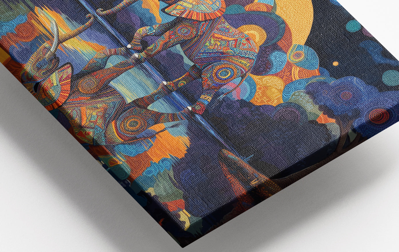 Close-up of Elephant Moon Reflection Black African American canvas print detail